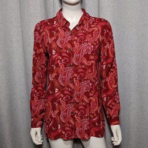 (3/$35) Travel Smith Button Up Red Paisley Shirt